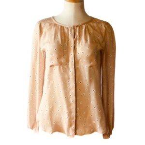 LOFT Coral Blush Floral Women's Long Sleeve Blouse